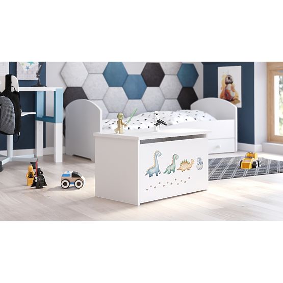 Daria White Toy Chest with Dinosaur Print