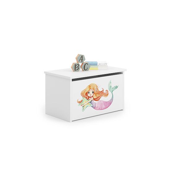 Daria White Toy Chest with Mermaid Print
