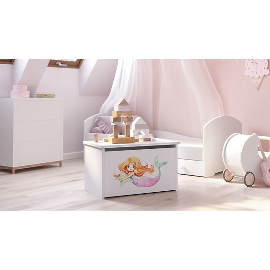 Daria White Toy Chest with Mermaid Print