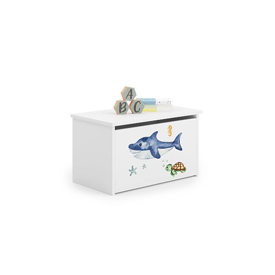 Daria White Toy Chest with Shark Print