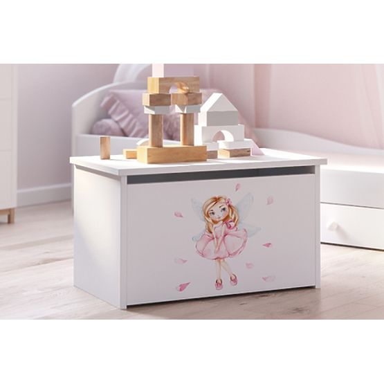 Daria White Toy Chest with Sleeping Princess Print