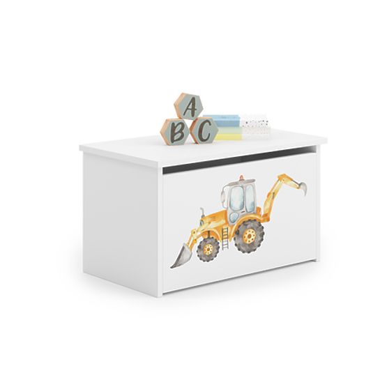 Daria White Toy Chest with Yellow Digger Print
