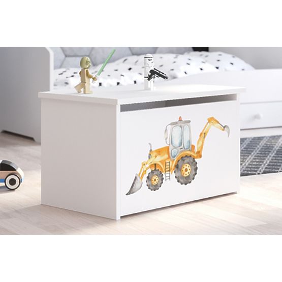 Daria White Toy Chest with Yellow Digger Print