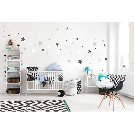 Decoration to wall - stars gray / white