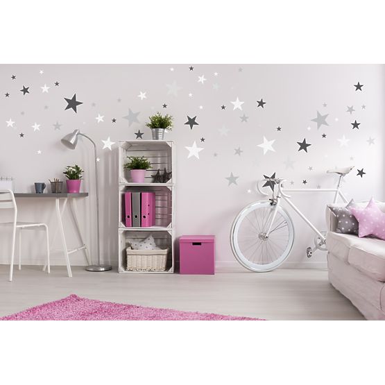 Decoration to wall - stars gray / white