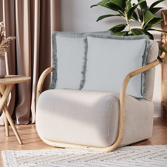 Decorative Cushion Cover CLEAR Gray with Boho Velvet Print 45x45 ameliahome