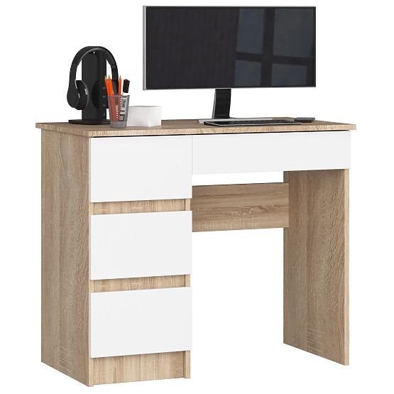DESK A-7 CLP PK SONOMA OAK / WHITE LEFT-SIDED