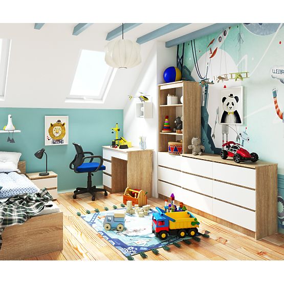 DESK A-7 CLP PK SONOMA OAK / WHITE LEFT-SIDED