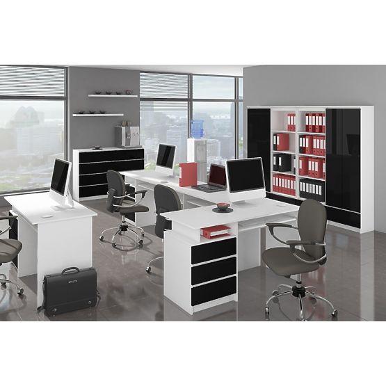 DESK CLP 135cm PK WHITE / BLACK GLOSS