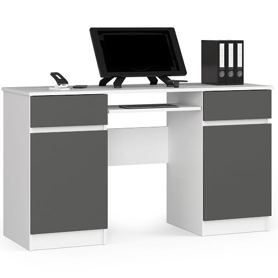 DESK CLP A5 2D 2DR WHITE / GRAY