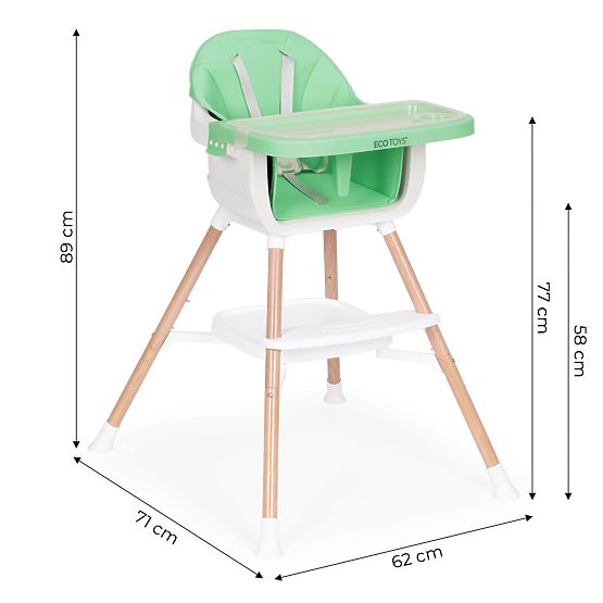 Children's High Chair 2-in-1 Green ECOTOYS