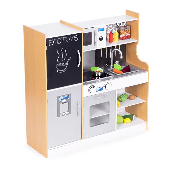 Children's Kitchen with Sound and LED Chalkboard Metal Accessories MDF +3 Years ECOTOYS