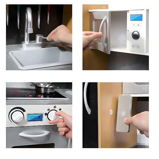 Children's Kitchen with Sound and LED Chalkboard Metal Accessories MDF +3 Years ECOTOYS