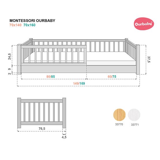 Children's Low Bed Montessori Ourbaby - Natural