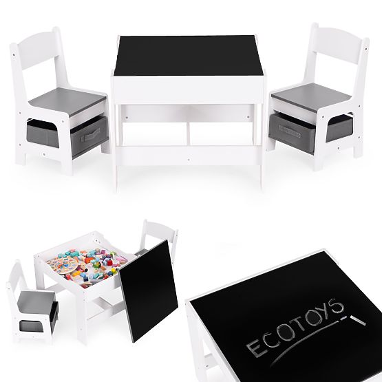 Children's Furniture Set Table + 2 Chairs with Board ECOTOYS