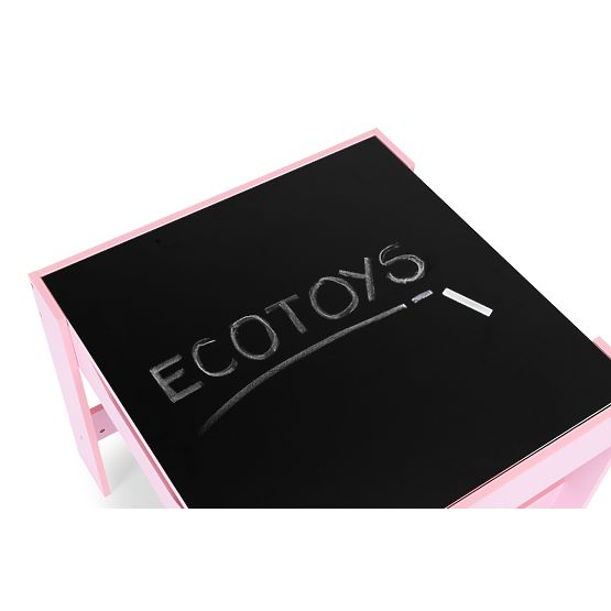 Children's Furniture Set Table + 2 Chairs with Blackboard Pink ECOTOYS