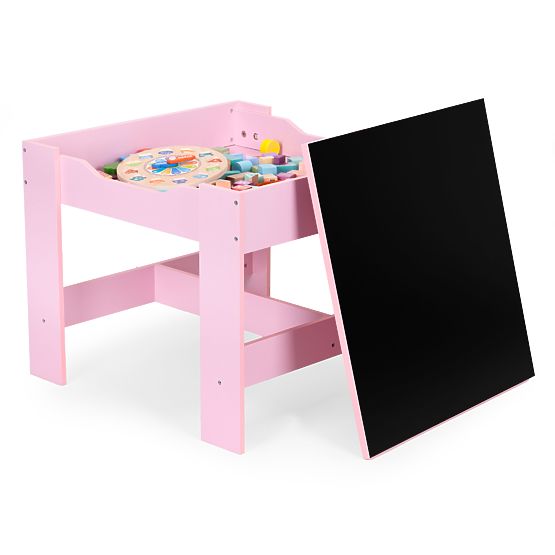 Children's Furniture Set Table + 2 Chairs with Blackboard Pink ECOTOYS