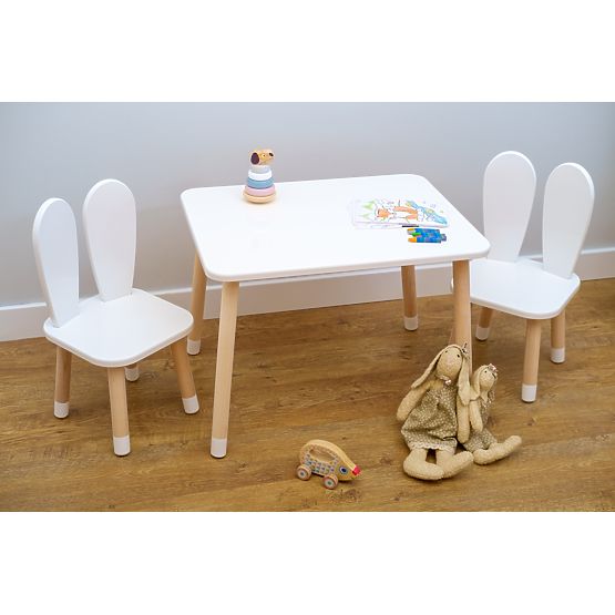 Children's Table with Chairs - Ears - White