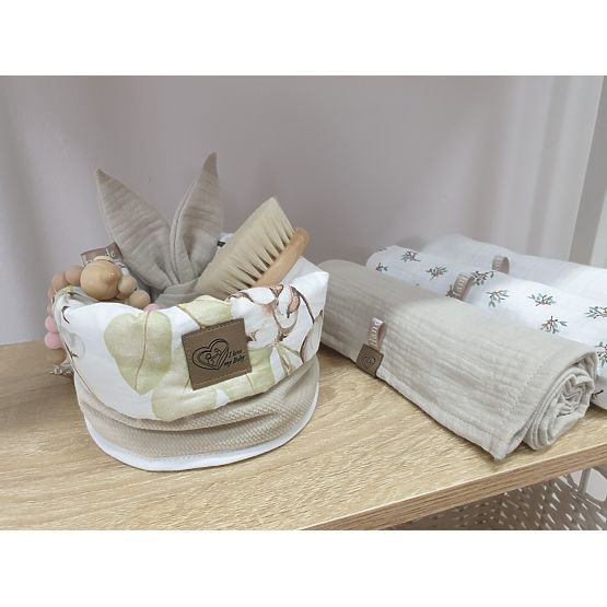 Diaper storage basket - Cotton flowers