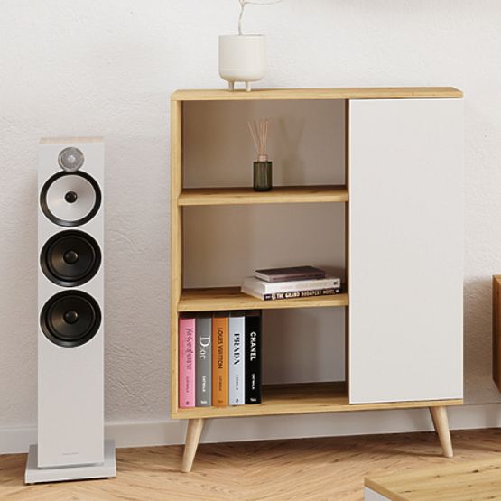 Display Cabinet Fondi Wooden Legs Artisan Oak White