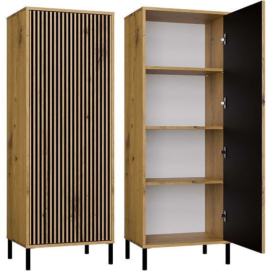Display Cabinet KAMARO 1DD SLIM OAK ARTISAN Slatted Front Panel