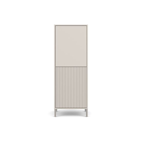Display Cabinet KAMARO 2DK SLIM/SMOOTH CASHMERE Louvered Grooved + Classic Front Panel