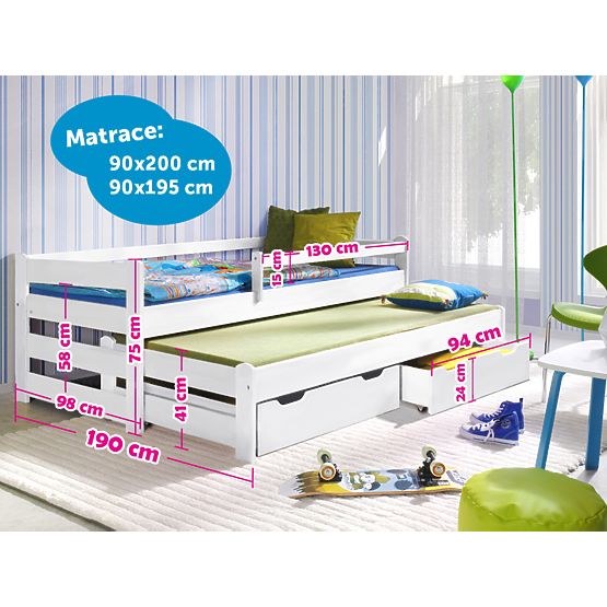 Doplo Children's Trundle Bed - White