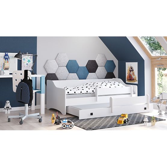 Double Bed ERYK with Drawer and Guardrail 160x80 Black Handle