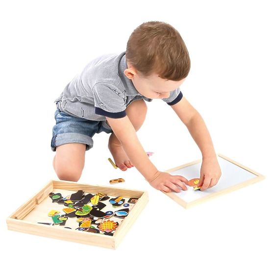 Double-sided board with magnets