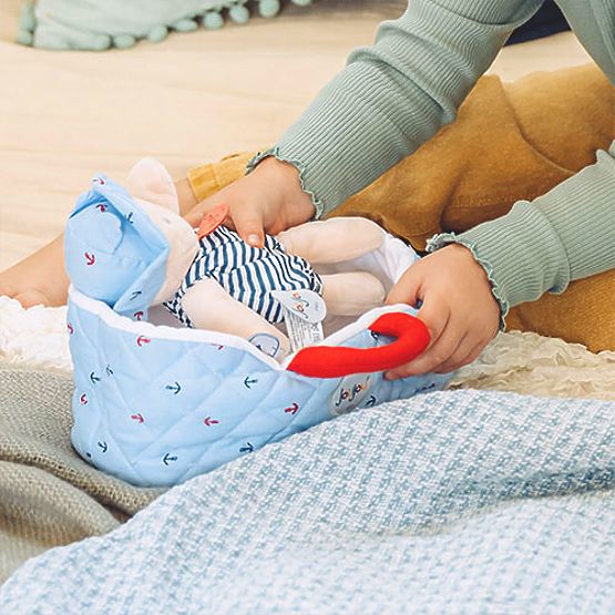 Doudou Jolijou Doll in Blue Carrying Bag 20 cm