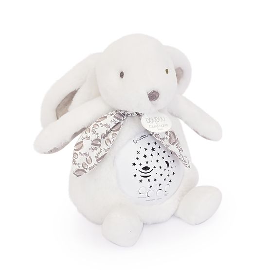 Doudou Music Box with Projection White Bunny