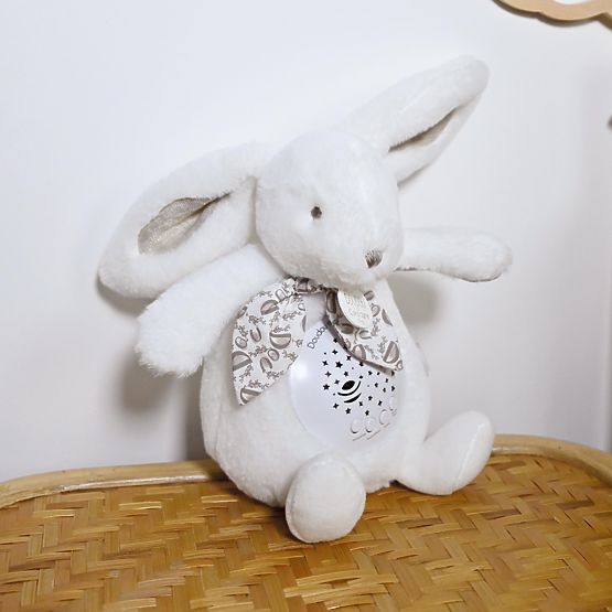Doudou Music Box with Projection White Bunny