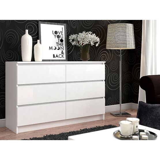 DRESSER K 140 cm 6 DRAWERS PK WHITE