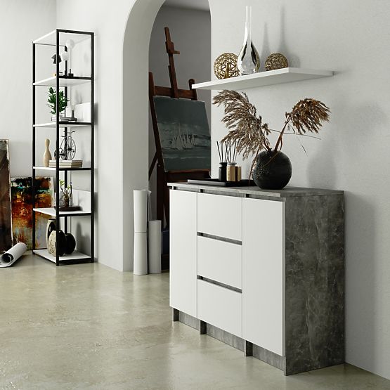 Dresser K100 2D 3SZ Concrete / White