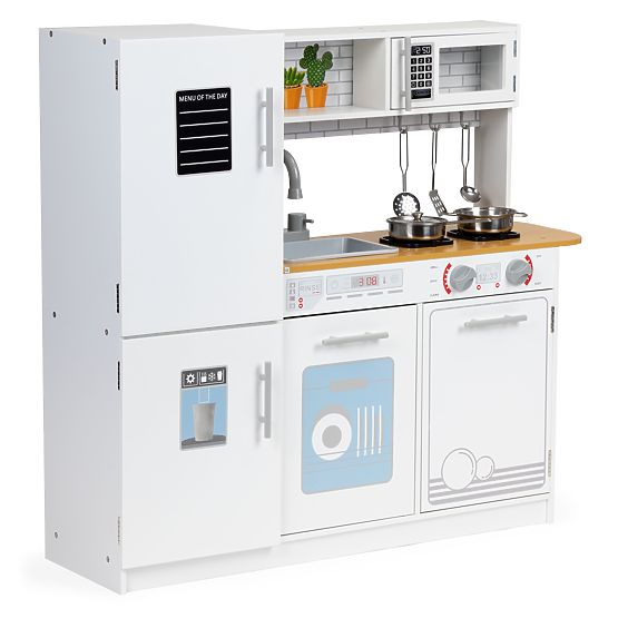 Wooden Kitchen for Kids LED Light + Pots ECOTOYS