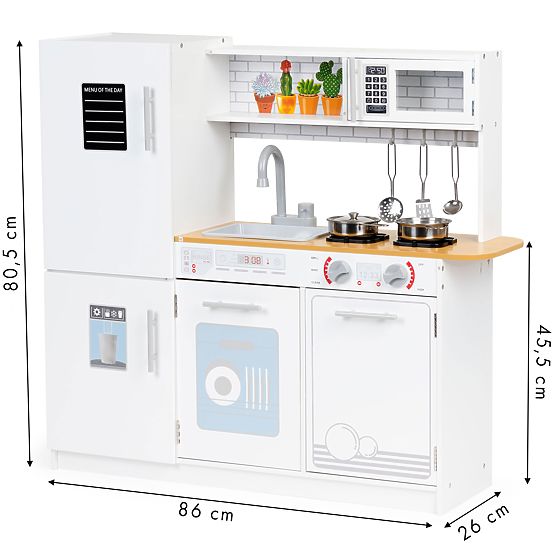 Wooden Kitchen for Kids LED Light + Pots ECOTOYS