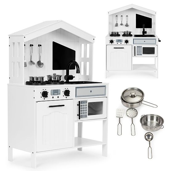 Wooden Kitchen for Children Oven Burners Microwave Accessories ECOTOYS
