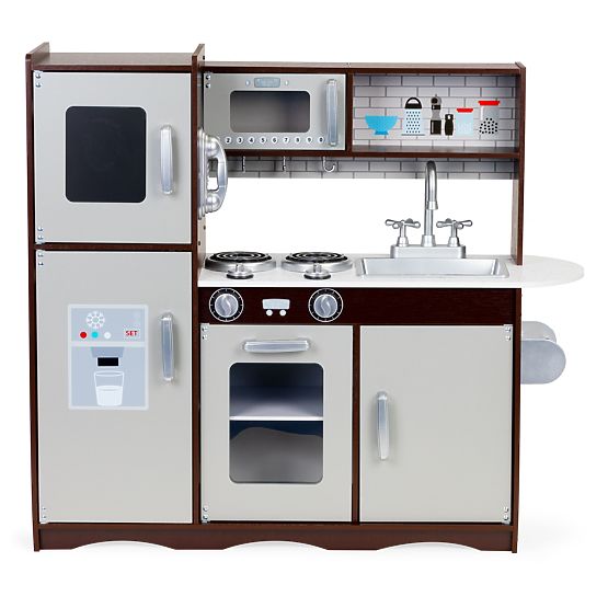 Large Wooden Kitchen for Children with Cabinets and Fridge ECOTOYS