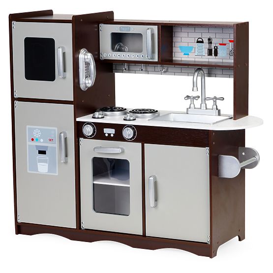 Large Wooden Kitchen for Children with Cabinets and Fridge ECOTOYS
