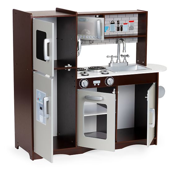 Large Wooden Kitchen for Children with Cabinets and Fridge ECOTOYS