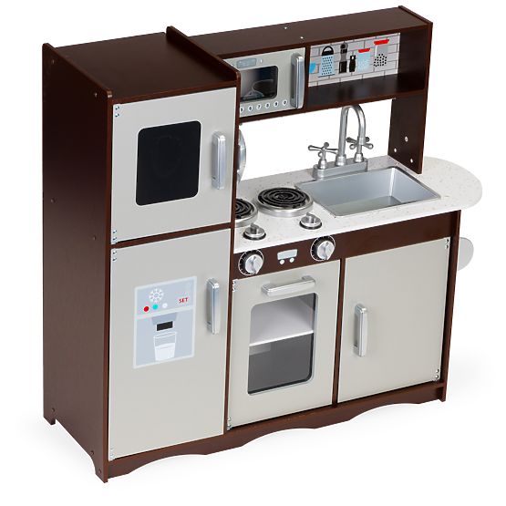 Large Wooden Kitchen for Children with Cabinets and Fridge ECOTOYS
