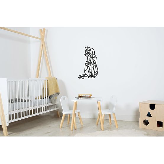 Wooden geometric painting - Cat - different colors Color: black