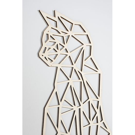 Wooden geometric painting - Cat - different colors Color: natural