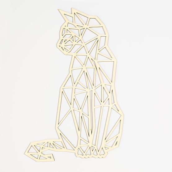 Wooden geometric painting - Cat - different colors Color: natural