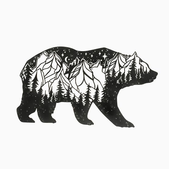 Wooden geometric painting - Bear Mountains - different colors Color: black
