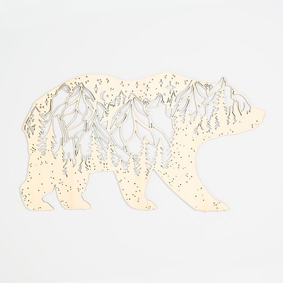 Wooden geometric painting - Bear Mountains - different colors Color: natural