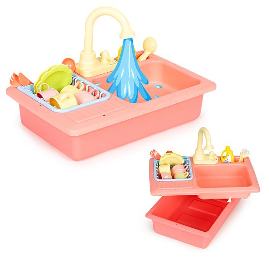 Sink with Water-Filled Faucet 12 Accessories Toy for Children