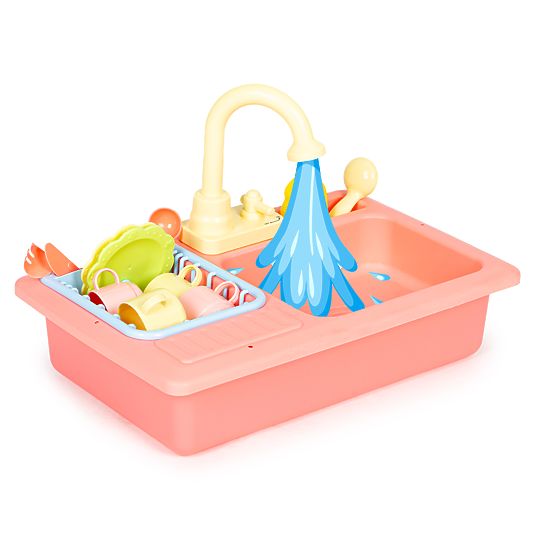 Sink with Water-Filled Faucet 12 Accessories Toy for Children