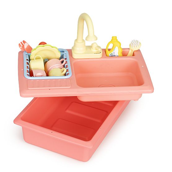 Sink with Water-Filled Faucet 12 Accessories Toy for Children