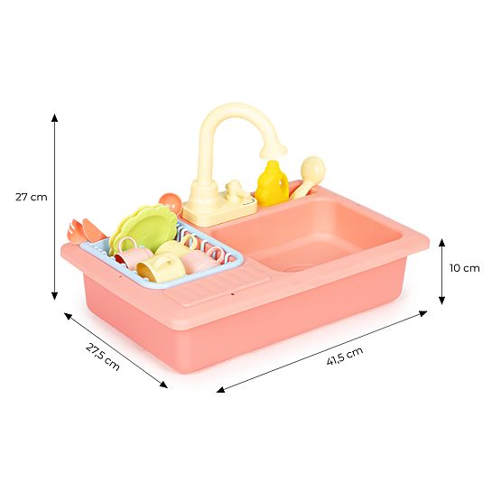 Sink with Water-Filled Faucet 12 Accessories Toy for Children